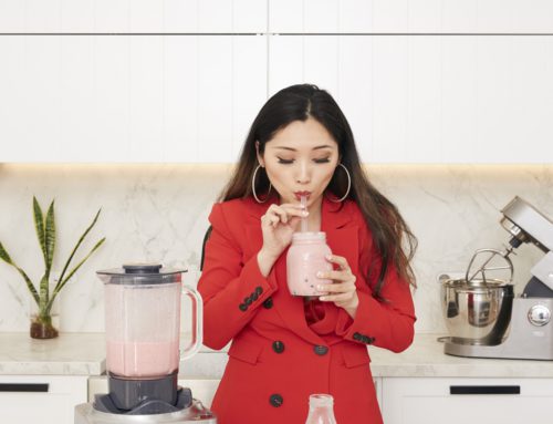 Raspberry & Blueberry Boba Tea Smoothie