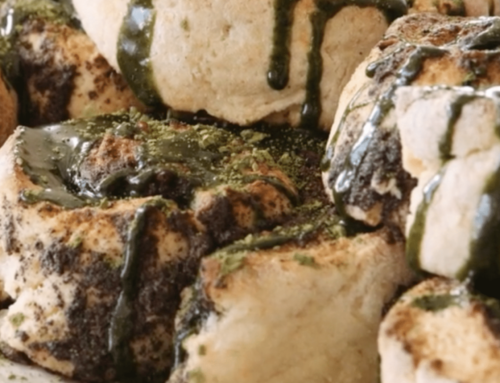 Black Sesame & Green Tea Glazed Scrolls