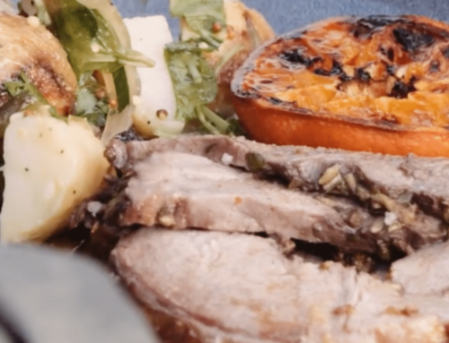 Spit Roast Lamb with a mandarin, fennel, coriander & olive salsa